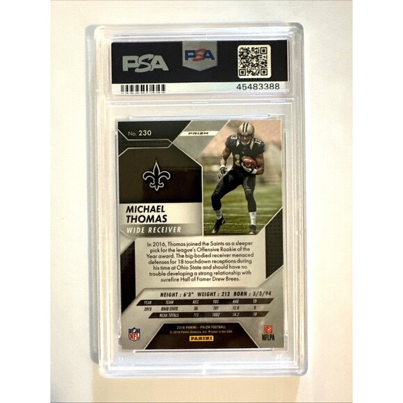 Michael Thomas RC 2016 Panini Prizm Flash Prizm #230 Rookie PSA 9 Mint Saints - Picture 2 of 2